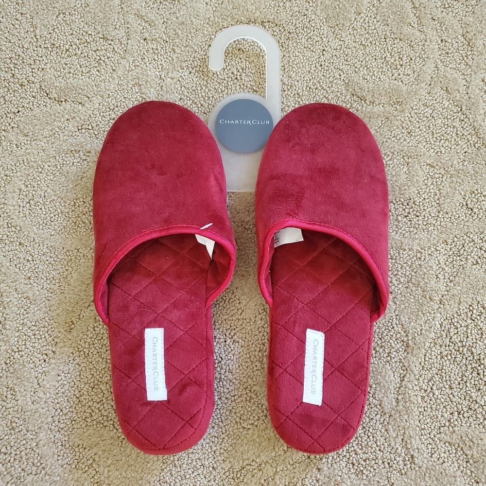 NIP Charter Club Women's Red Slippers Sz 7-8